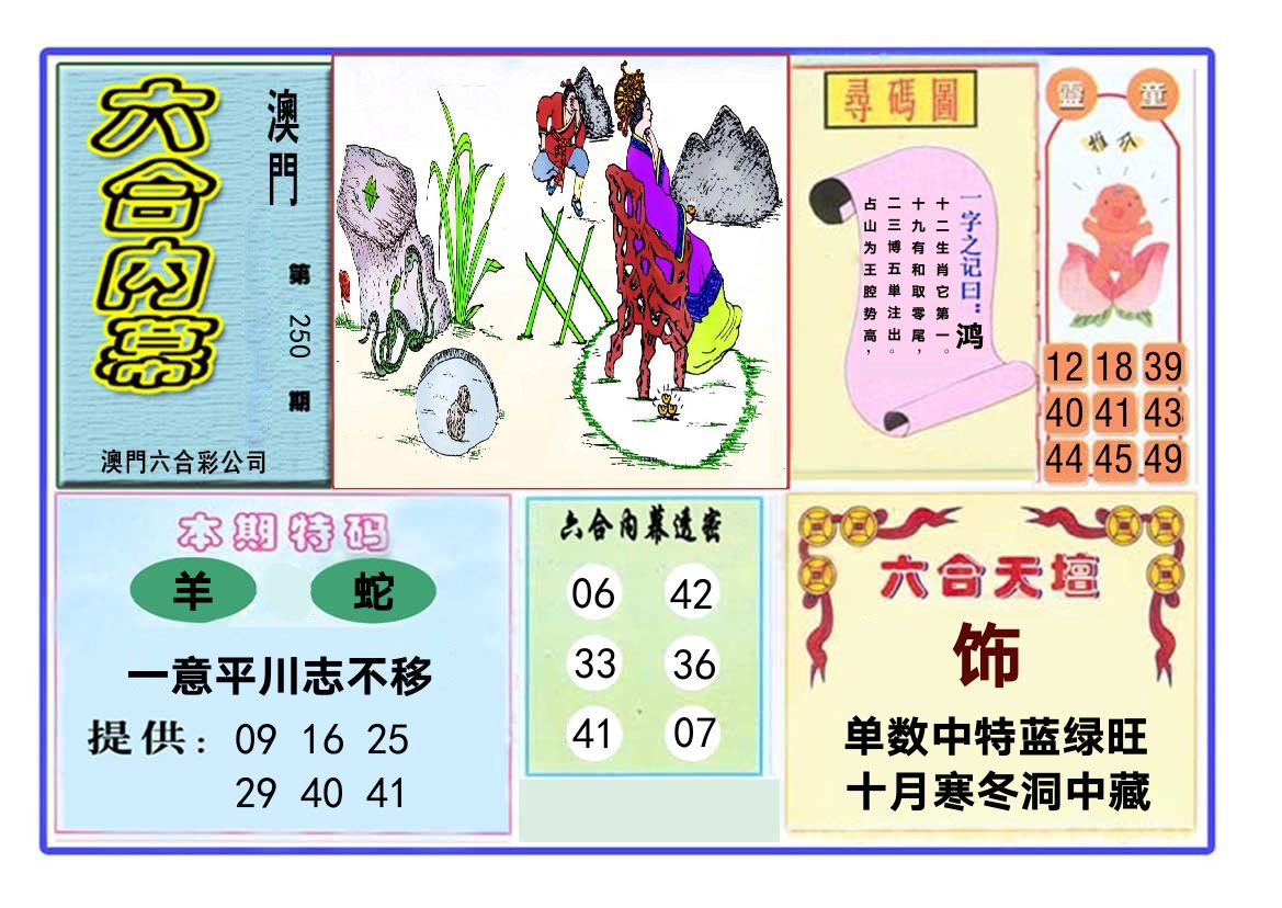 六合内幕 第250期
