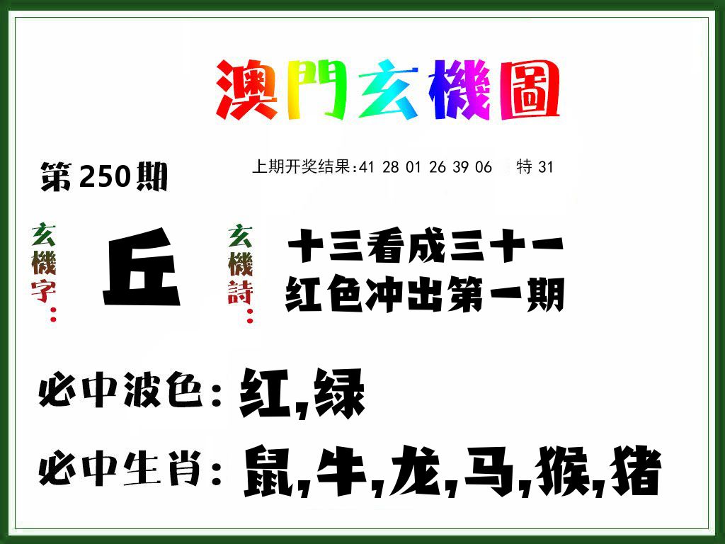 澳门玄机图 第250期