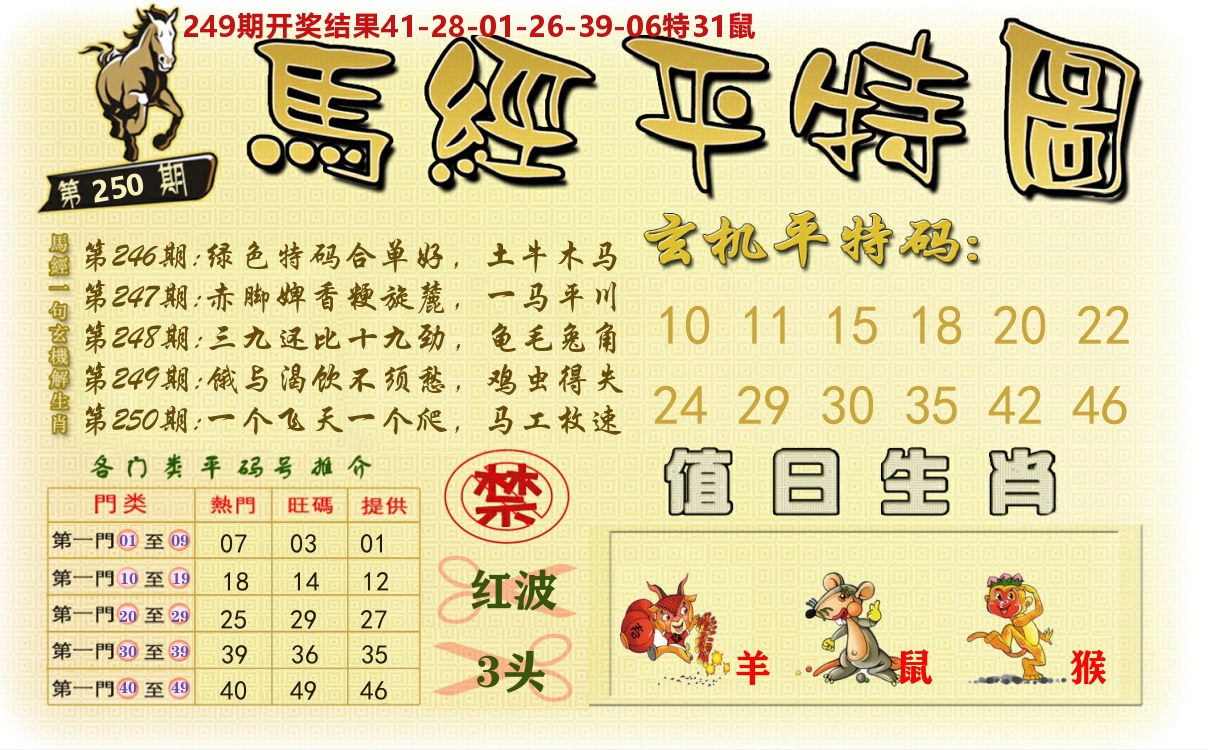 澳门平特图 第250期