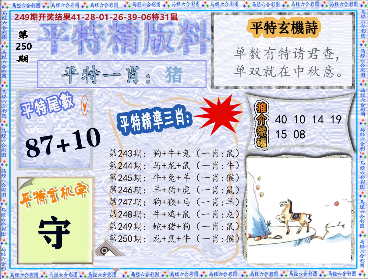 平特精版料 第250期