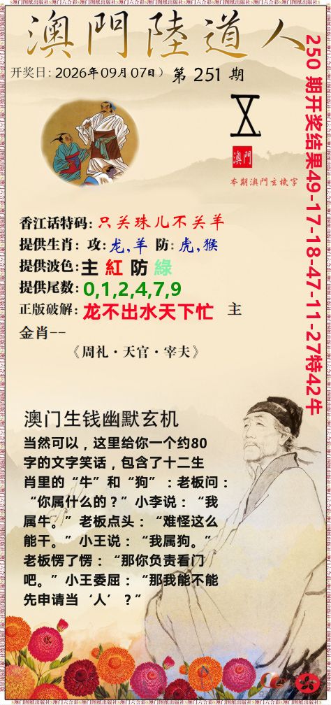 澳门陆道人 第251期