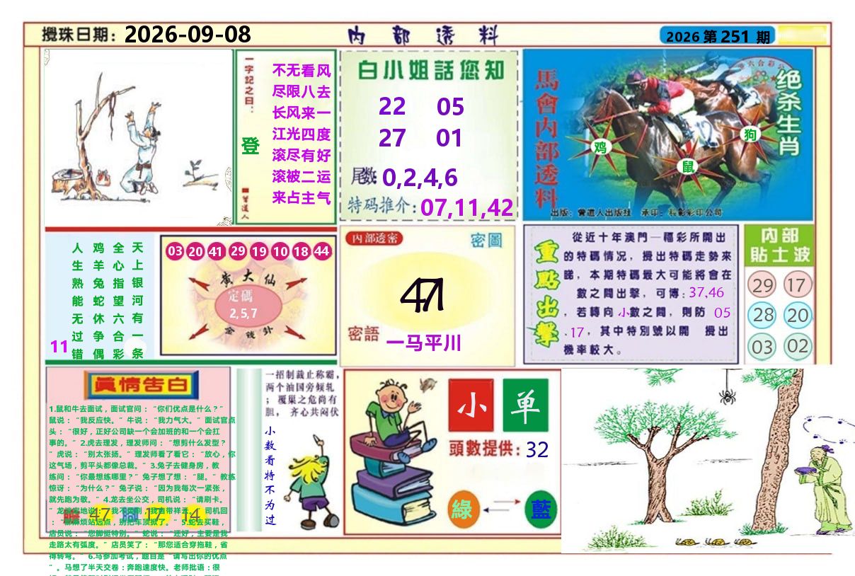 澳门内部透料A 第251期