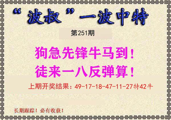 波叔中特 第251期