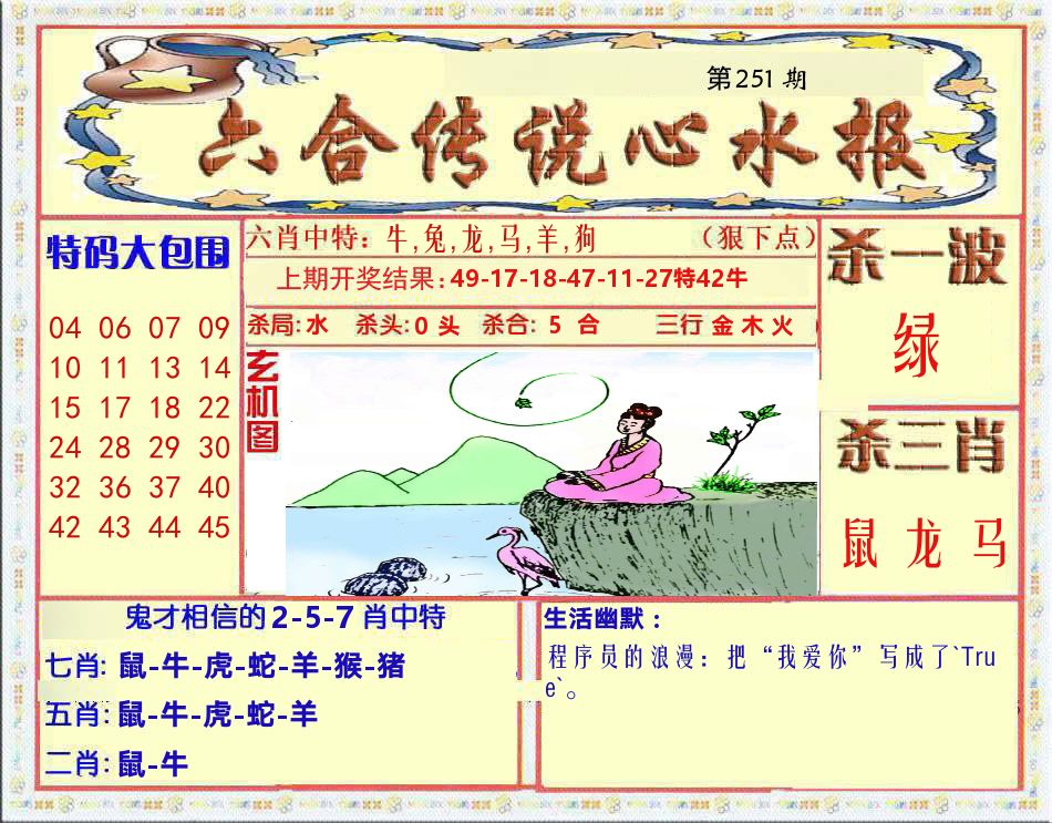 六合传说心水报 第251期