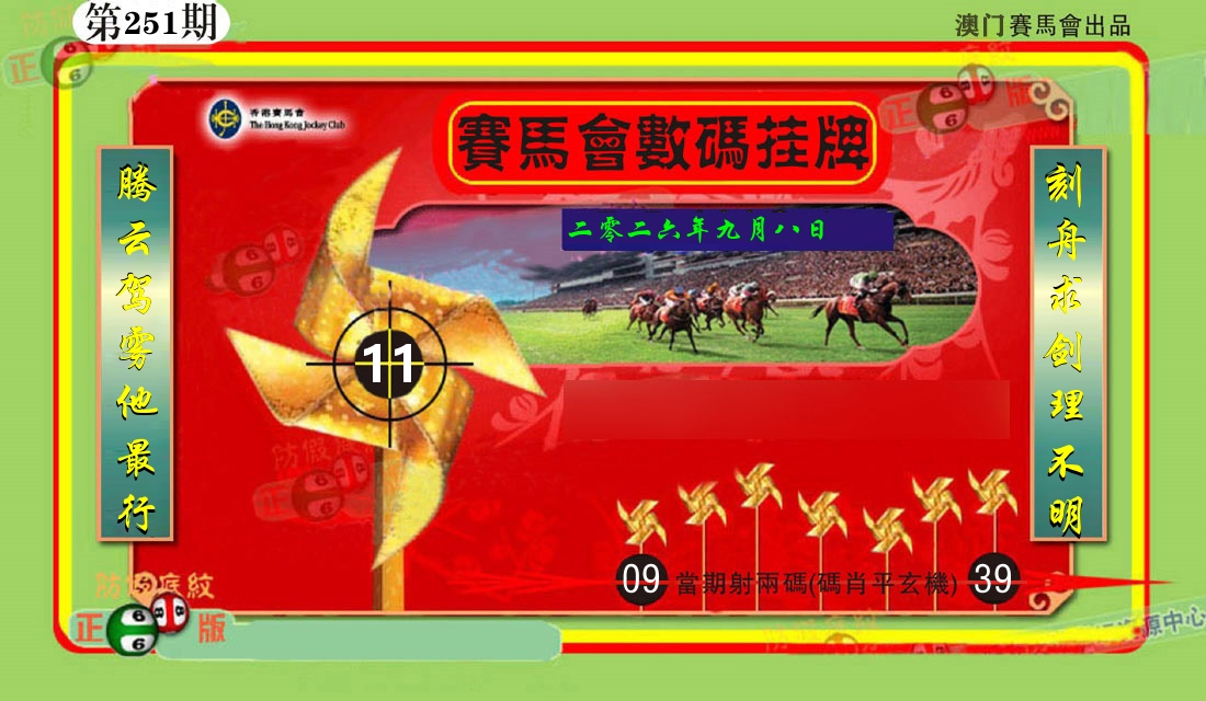 赛马会数码挂牌 第251期