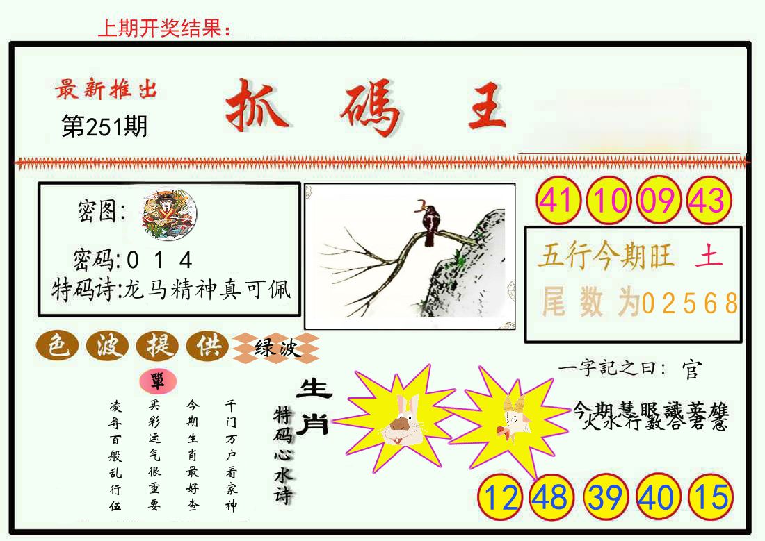 最新抓码王 第251期