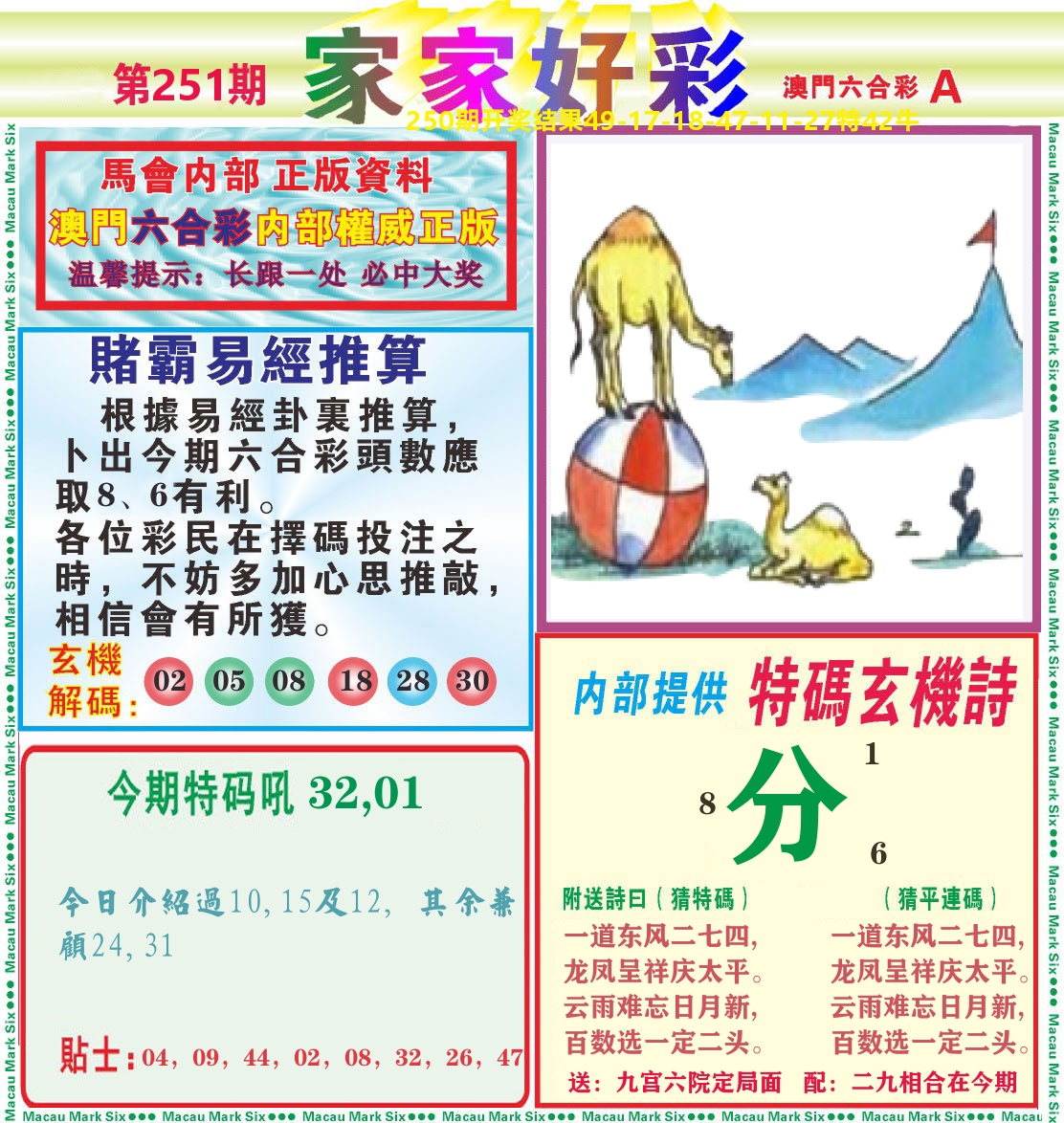 家家好彩A 第251期