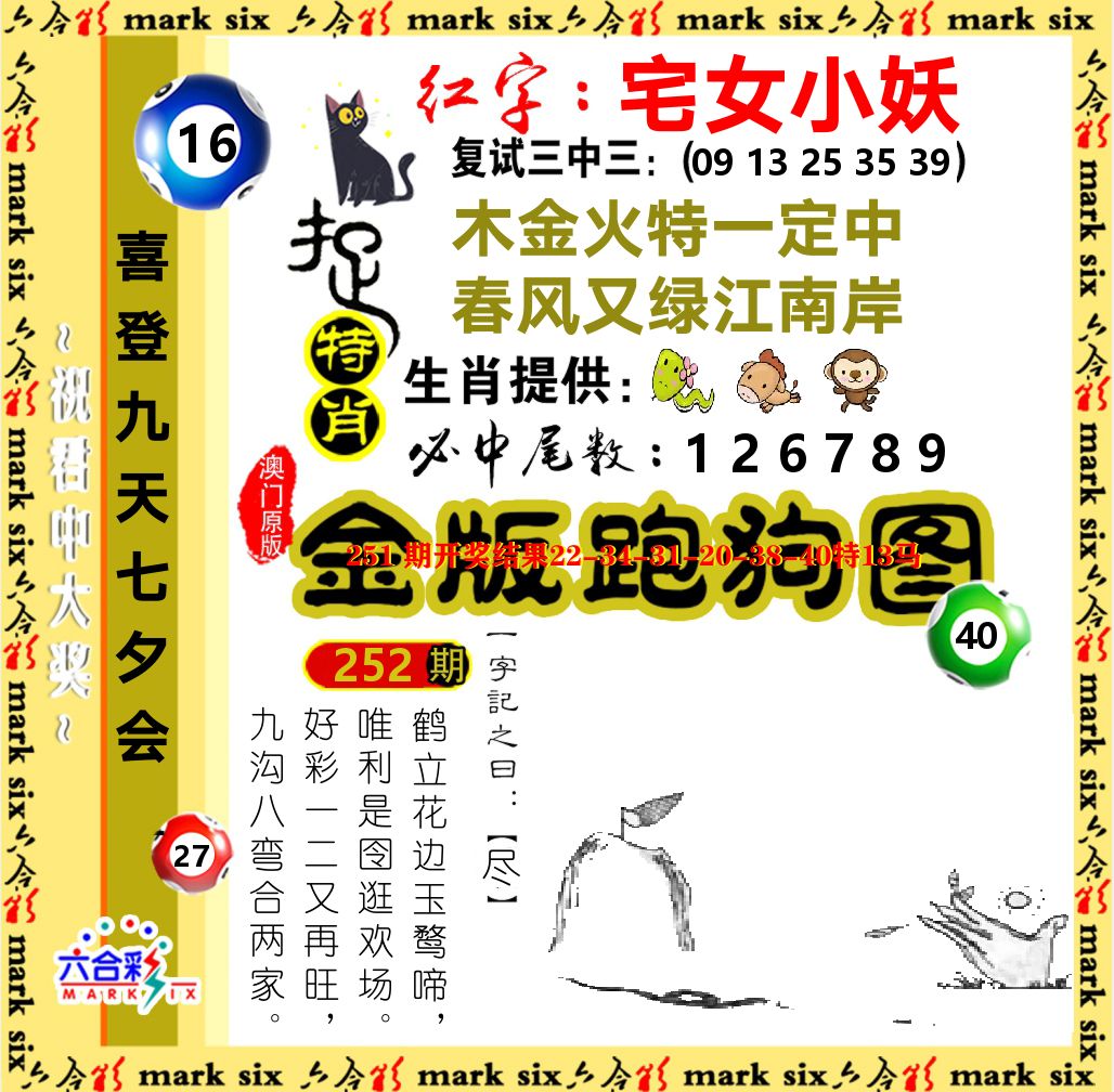 金版跑狗图 第252期