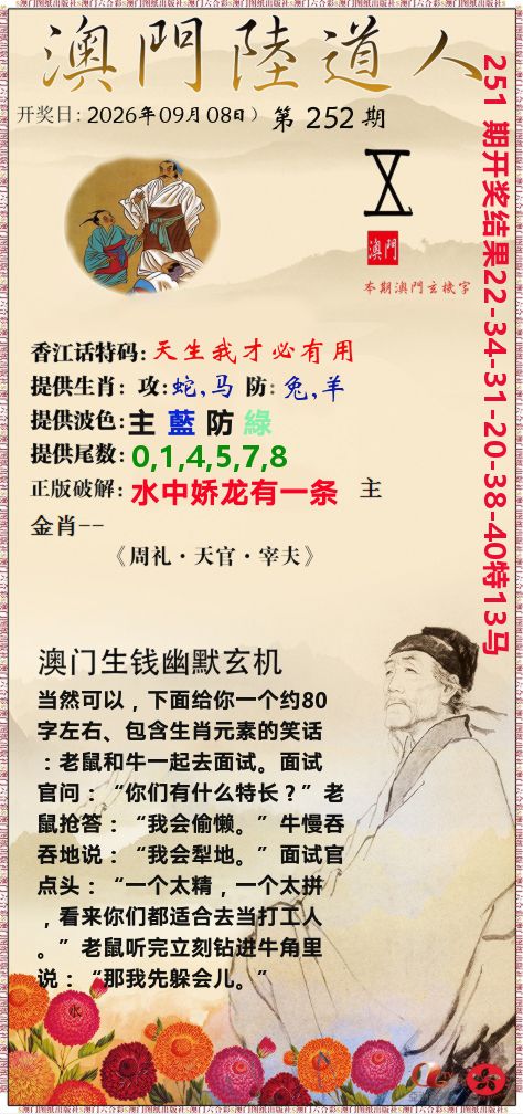 澳门陆道人 第252期