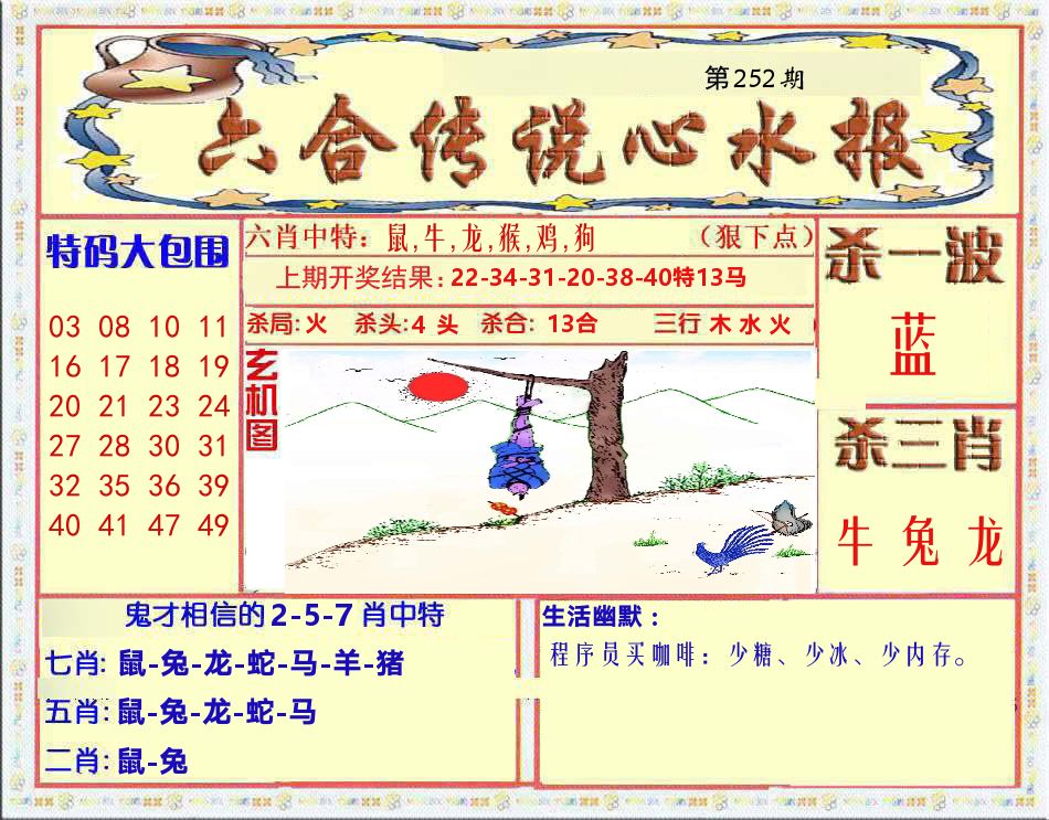 六合传说心水报 第252期
