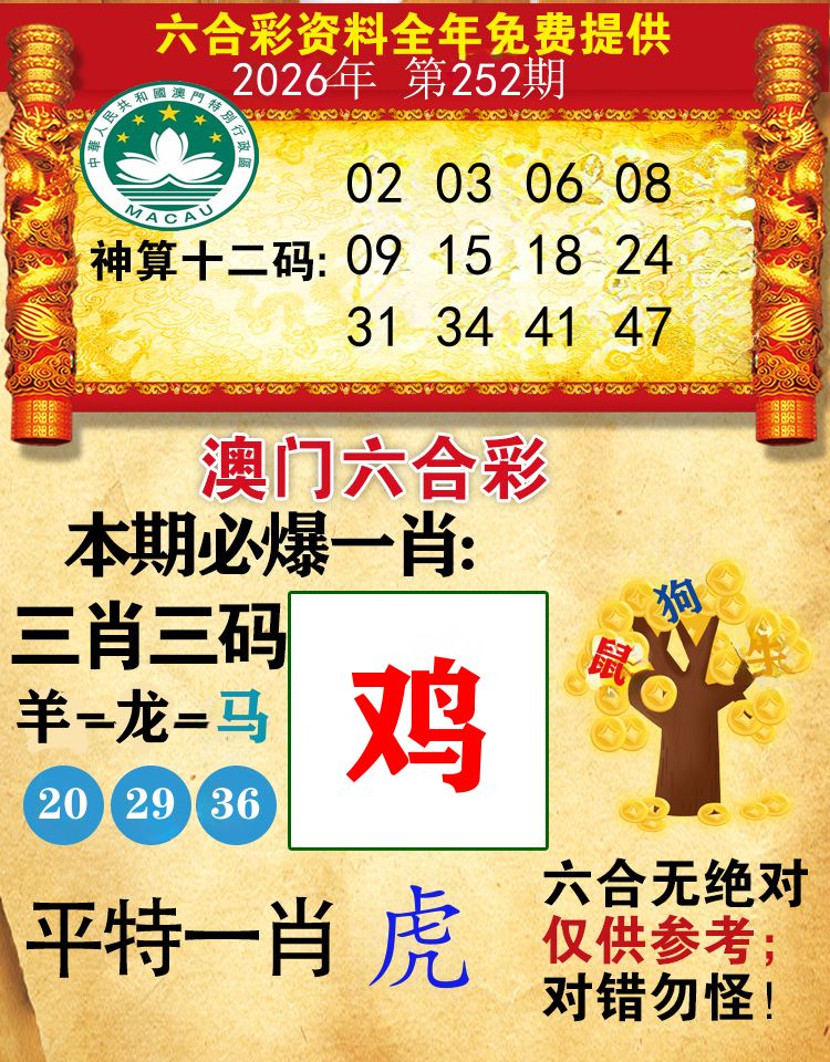 澳门必爆 第252期