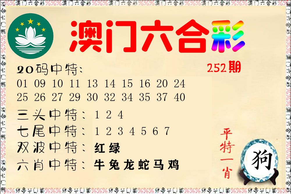 快乐六合彩 第252期