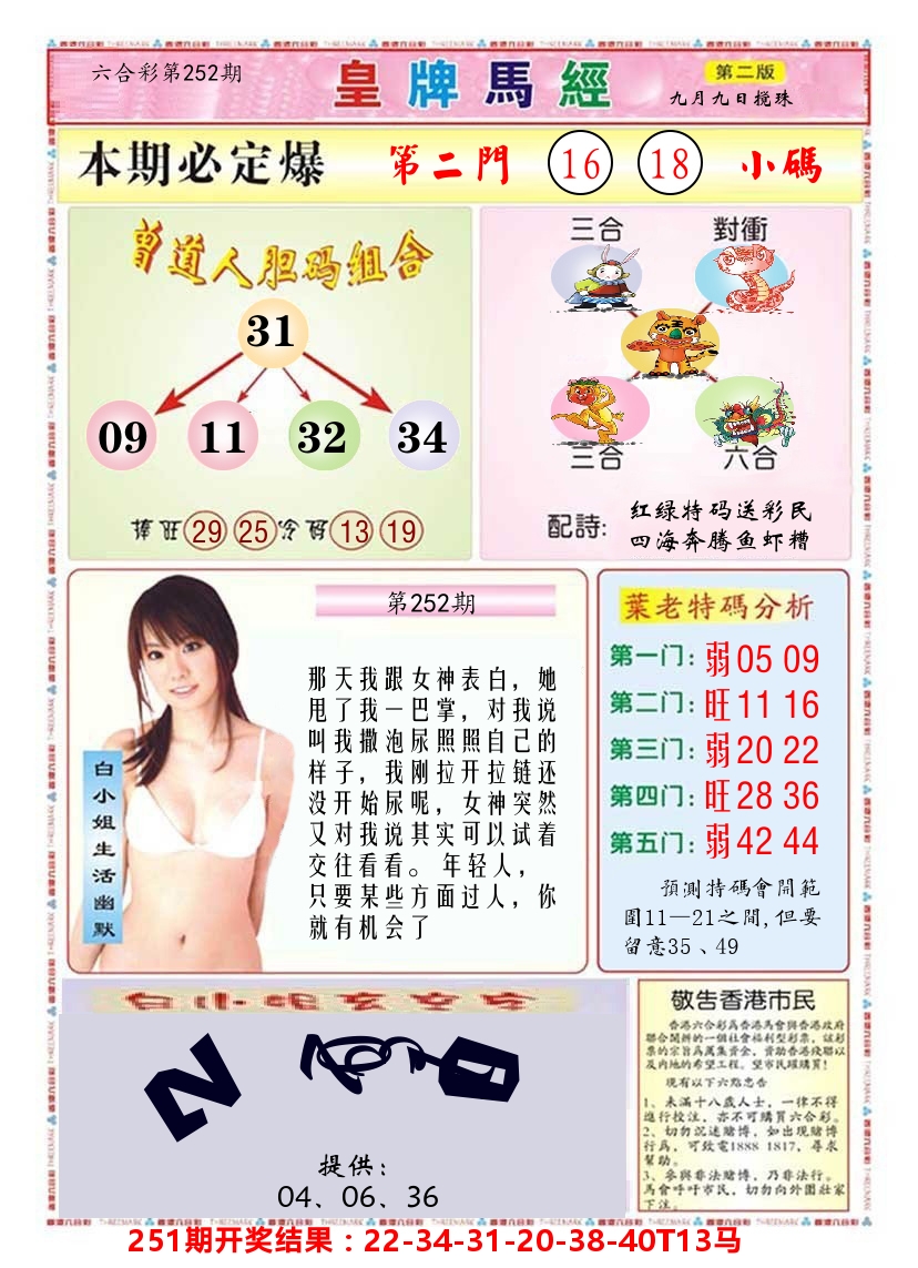 澳门皇牌马经B 第252期