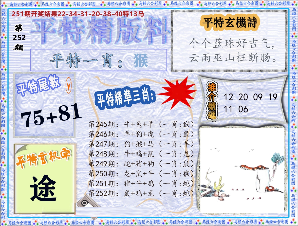 平特精版料 第252期