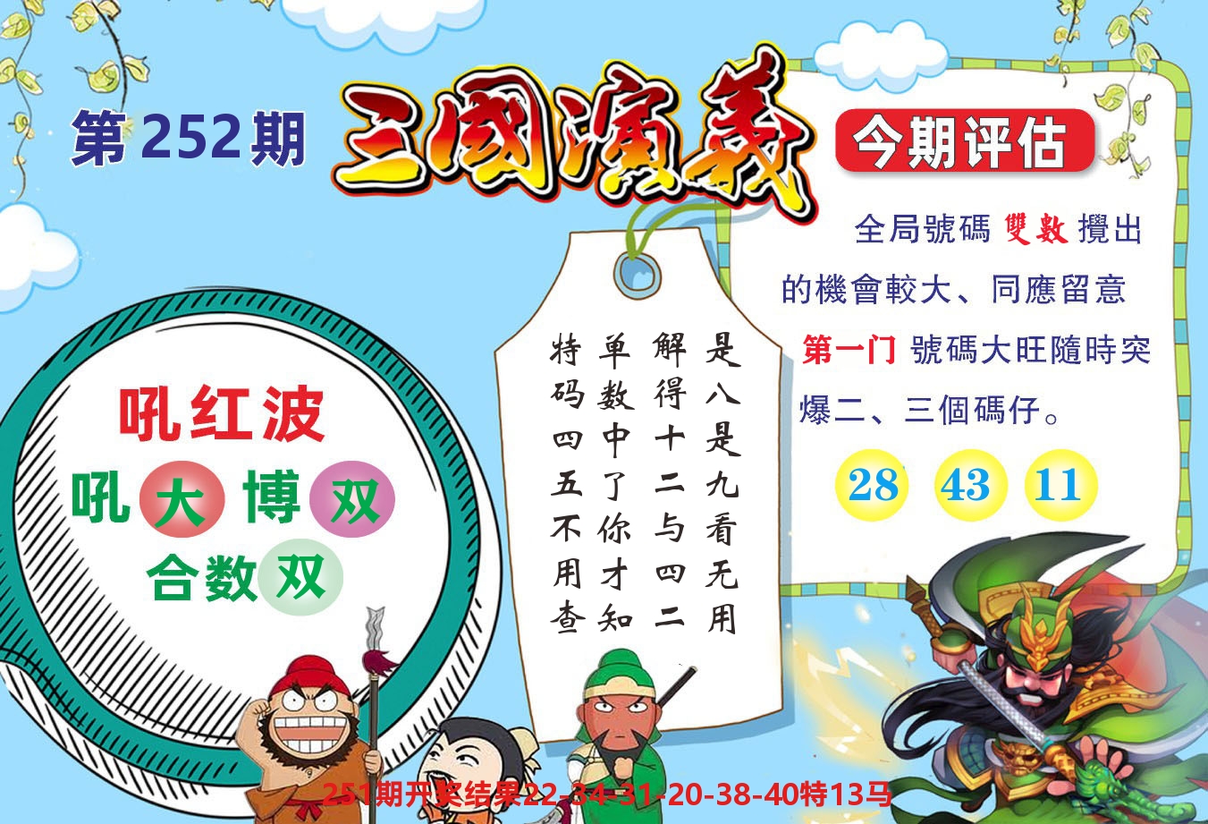 澳门金狗旺B 第252期