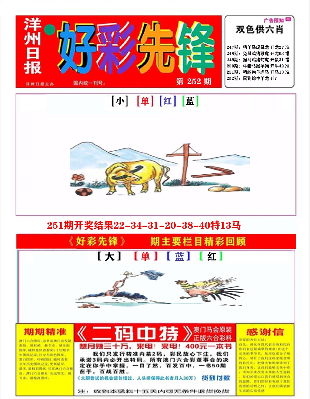 好彩先锋A 第252期