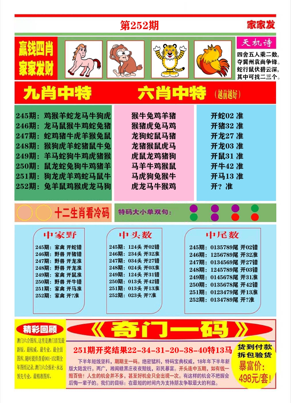 澳门家家发B 第252期