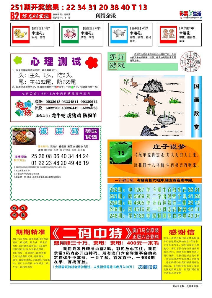 彩票与生活B 第252期