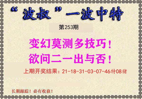 波叔中特 第253期