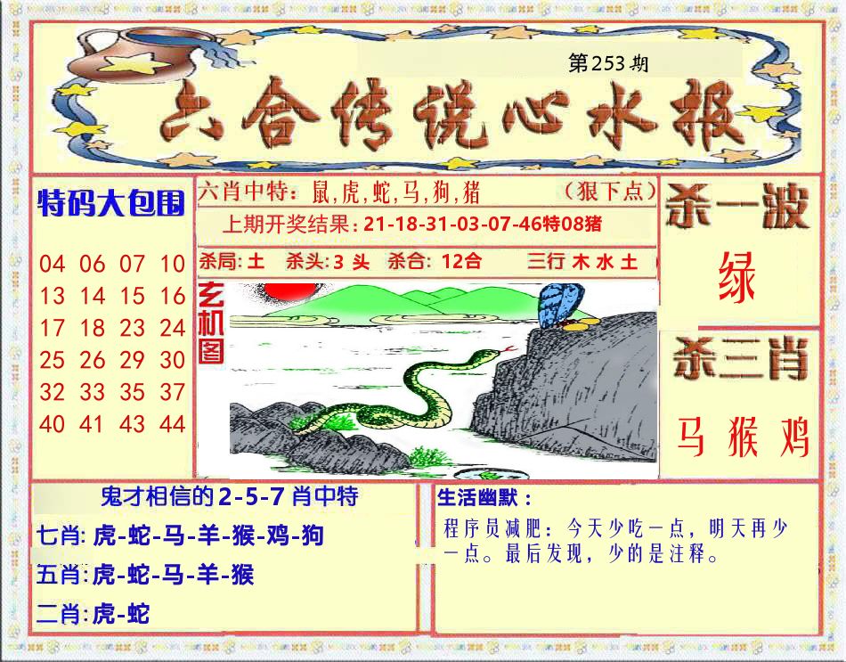 六合传说心水报 第253期