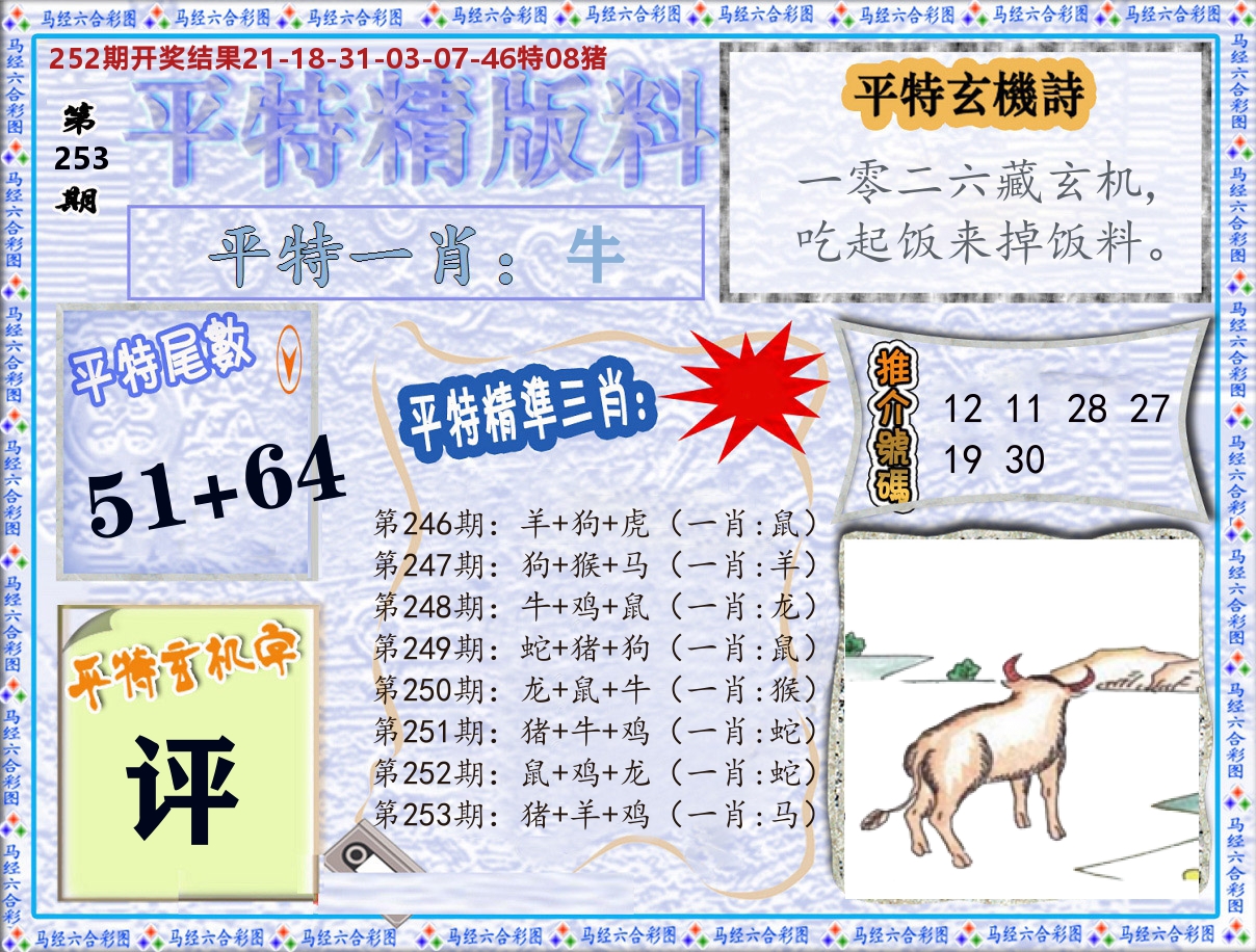 平特精版料 第253期