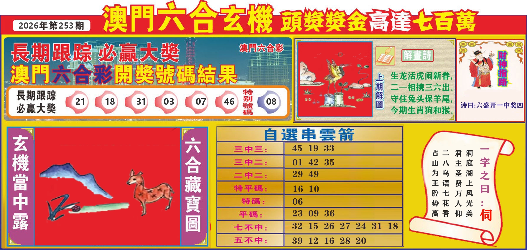 七星彩图C 第253期