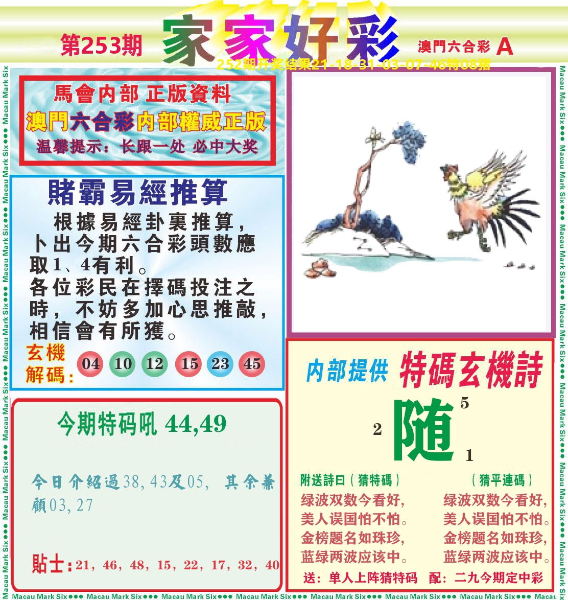 家家好彩A 第253期