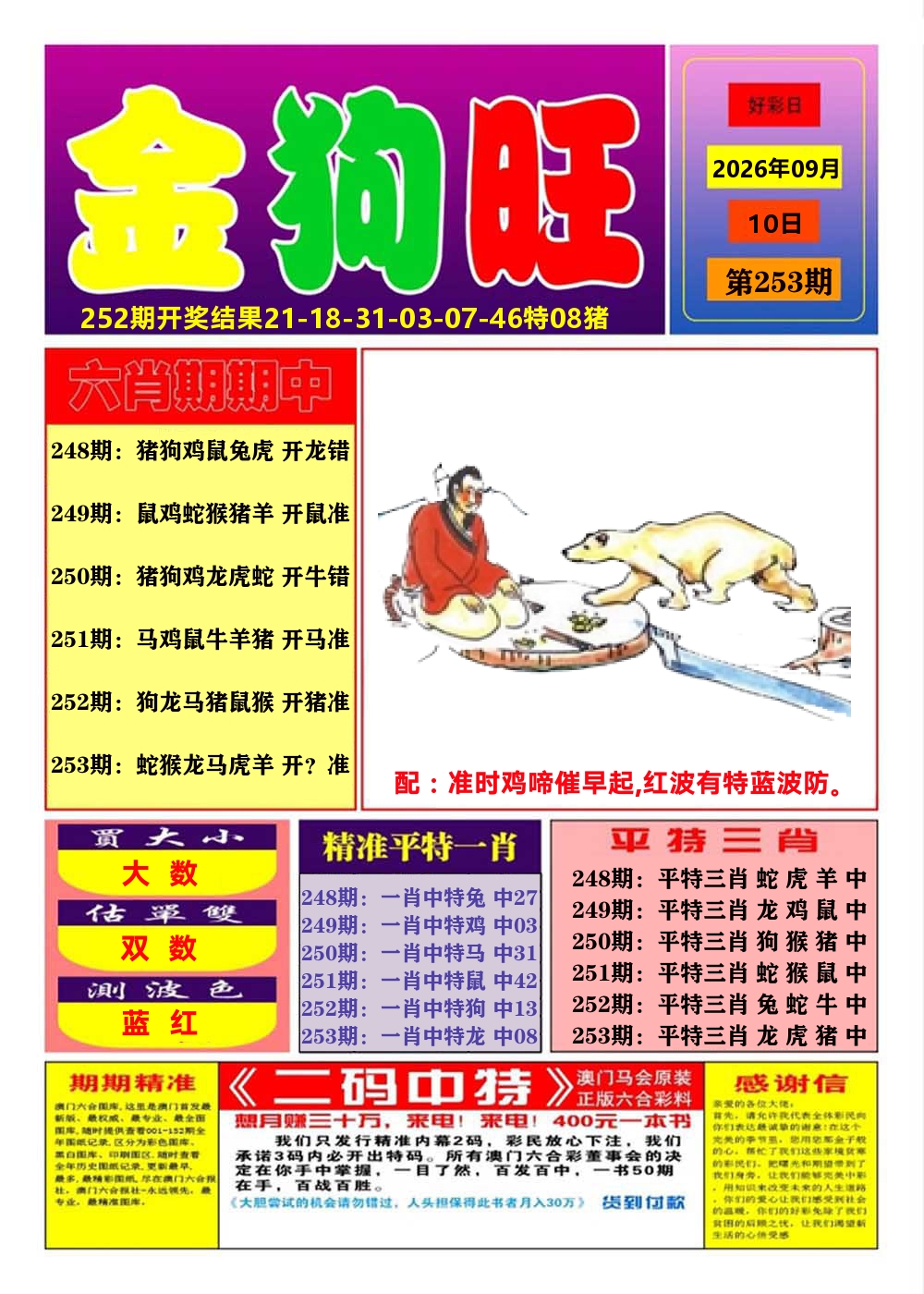 澳门金狗旺A 第253期