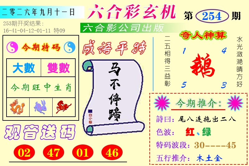澳门六合玄机 第254期