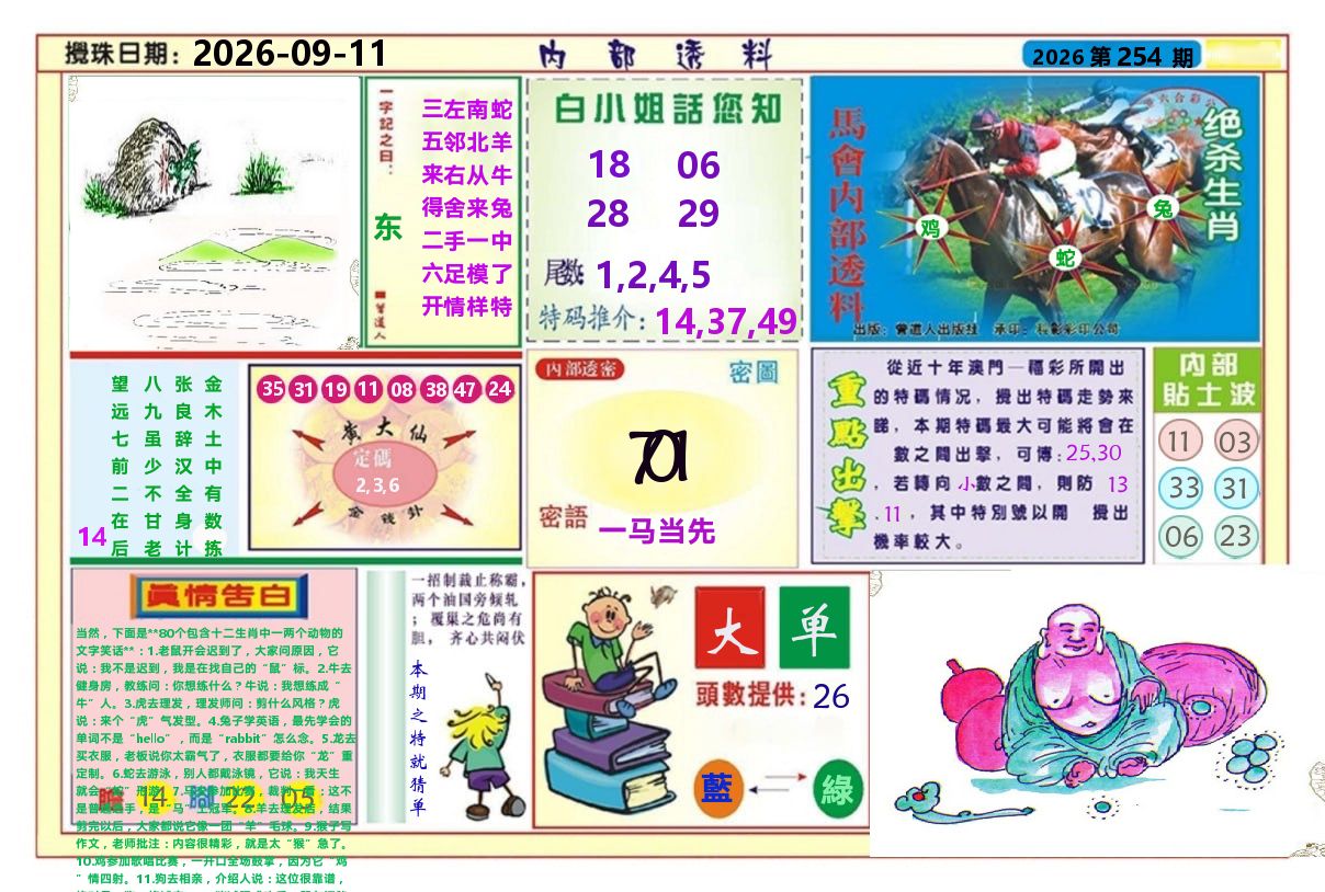 澳门内部透料A 第254期