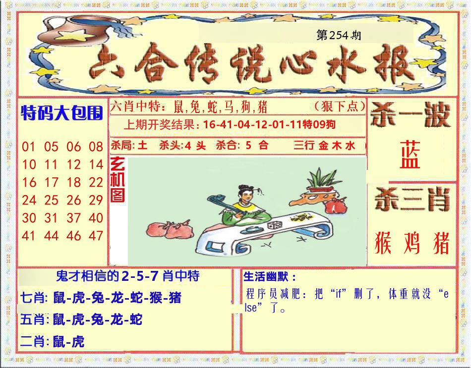 六合传说心水报 第254期