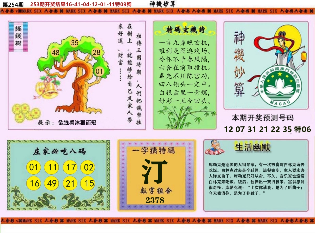 神机妙算 第254期