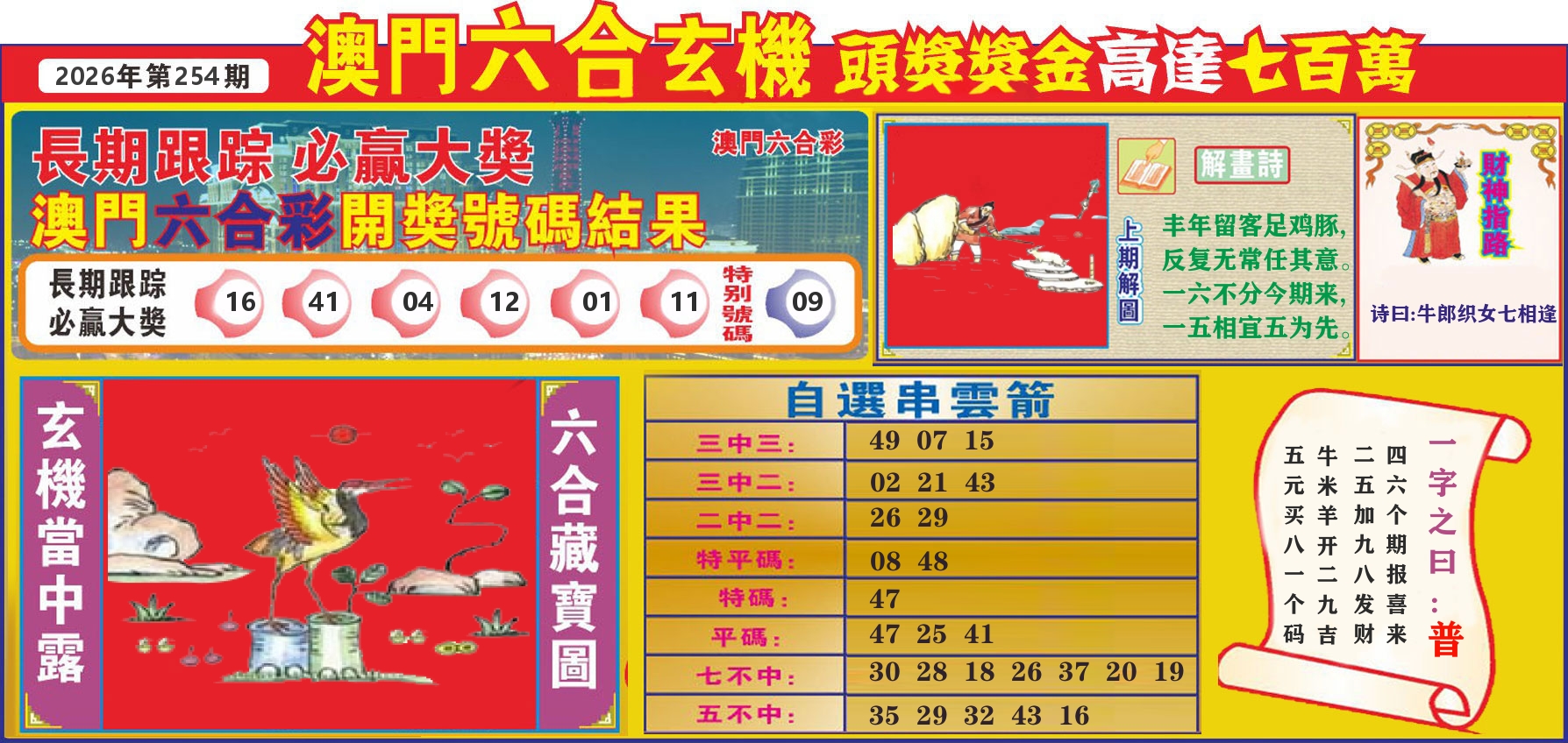 七星彩图C 第254期