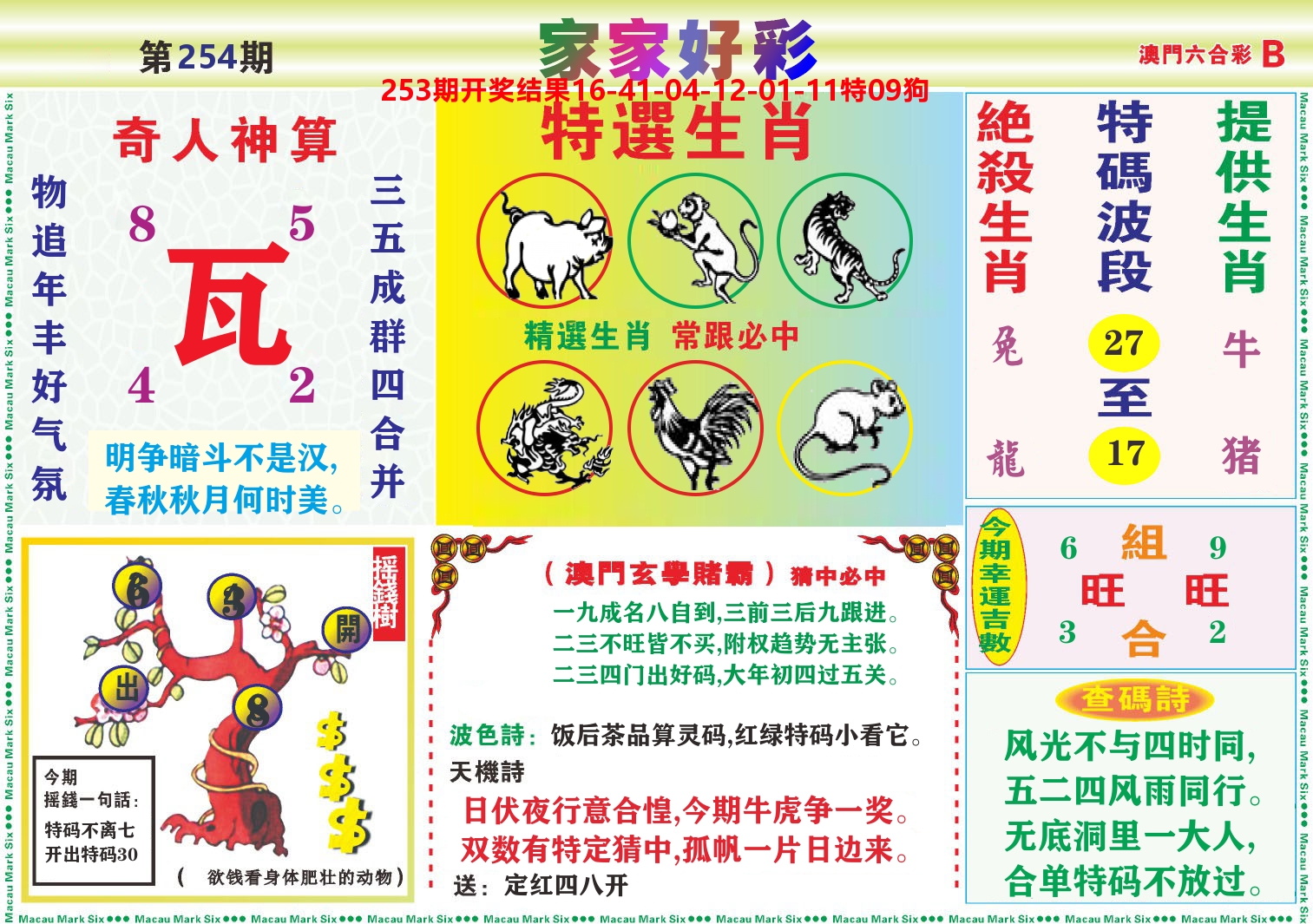 家家好彩B 第254期