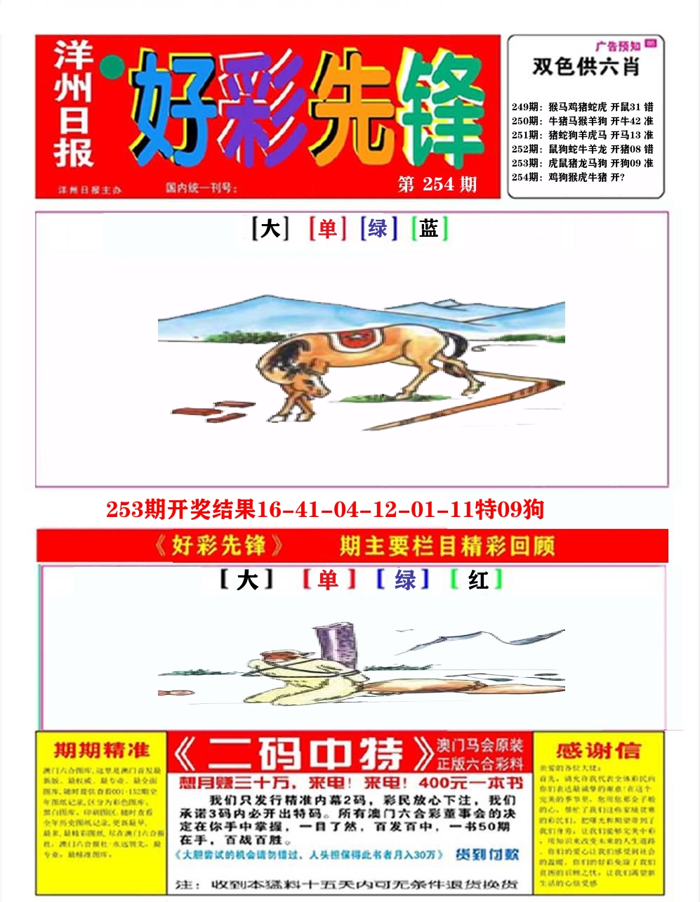 好彩先锋A 第254期
