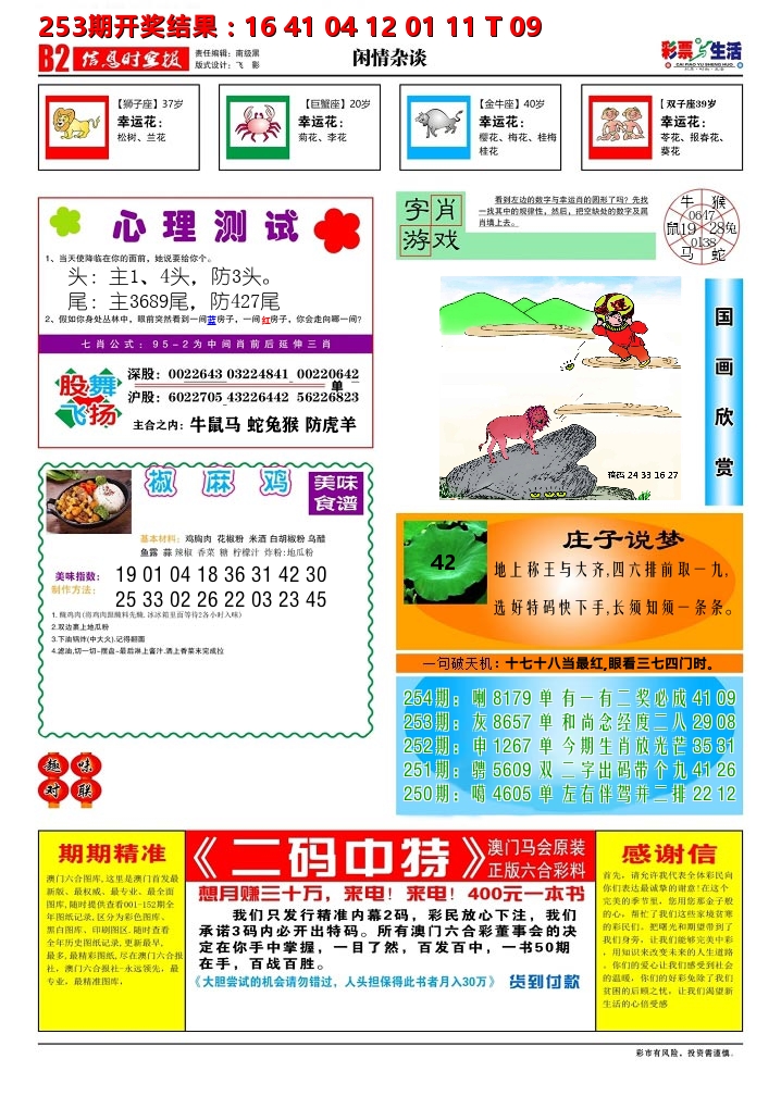 彩票与生活B 第254期