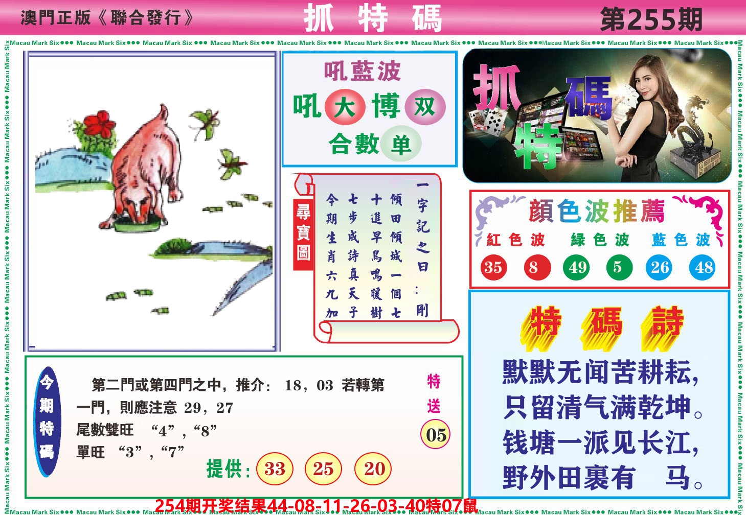 澳门抓特码A 第255期