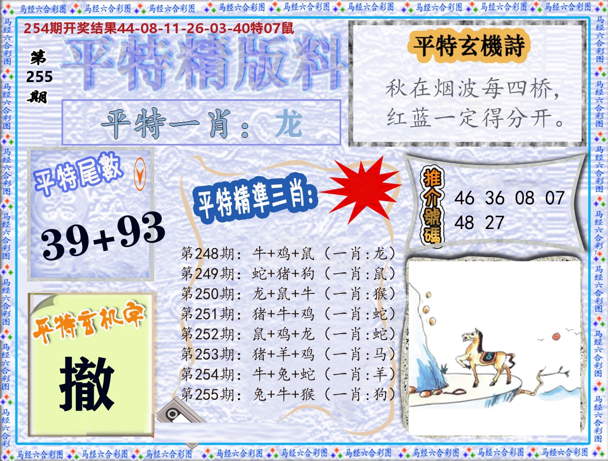 平特精版料 第255期