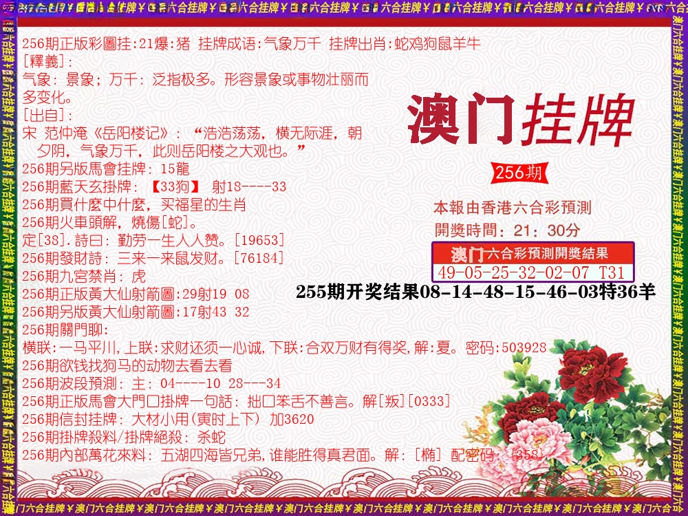 澳门挂牌 第256期