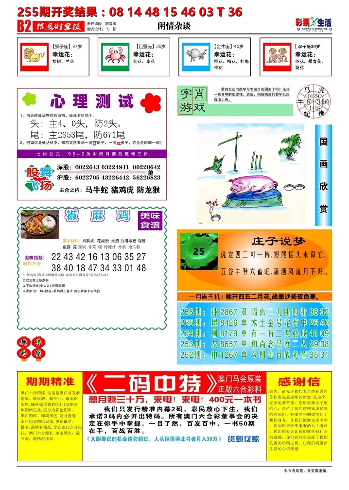 彩票与生活B 第256期