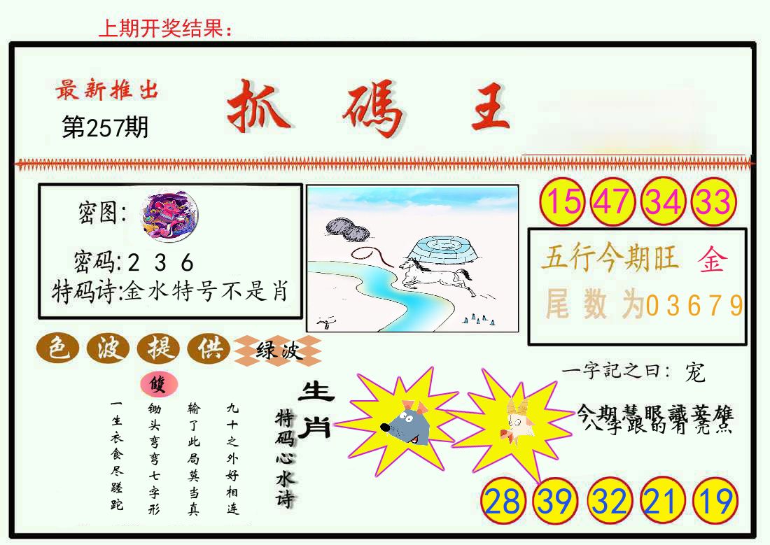 最新抓码王 第257期
