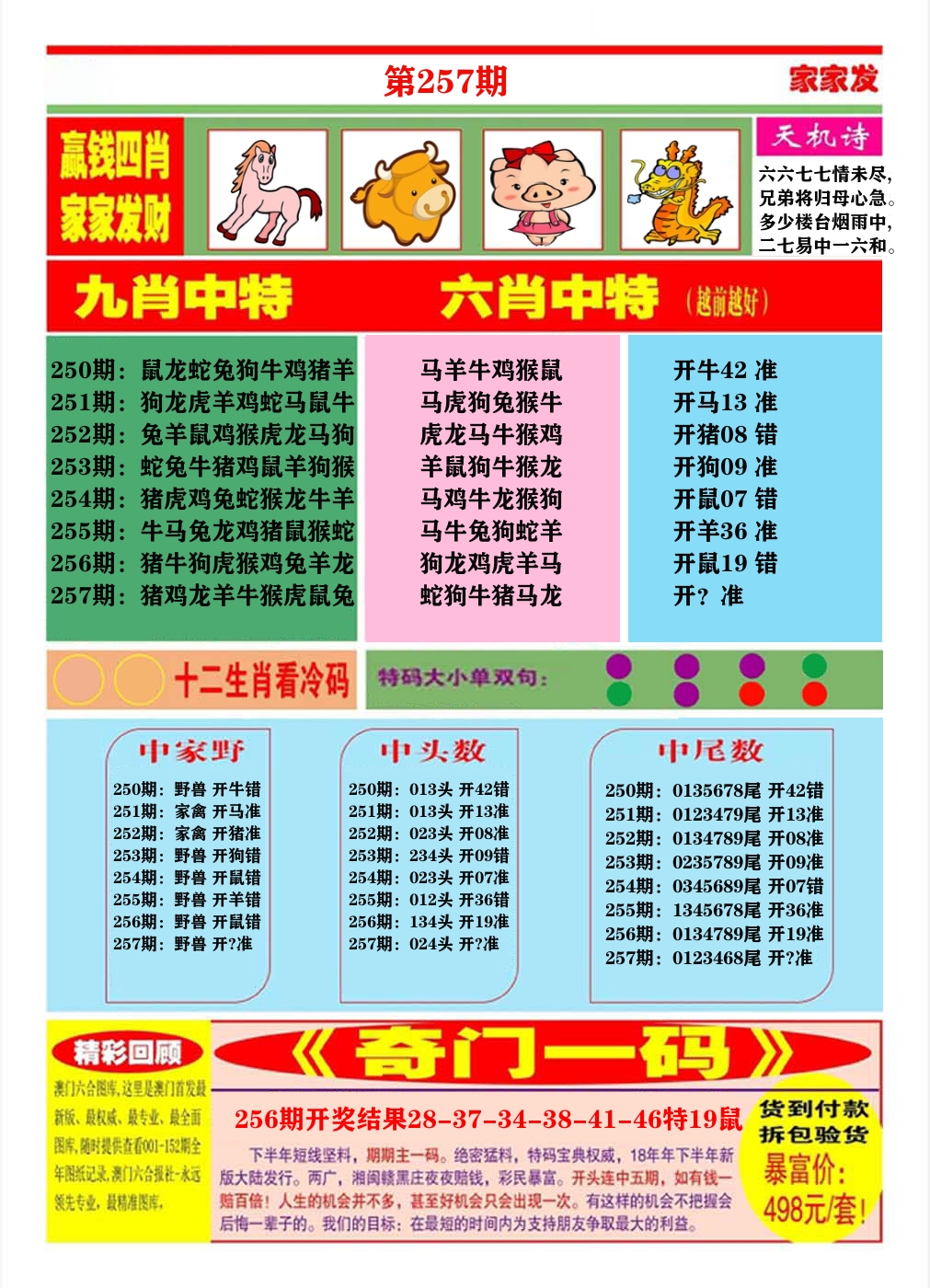 澳门家家发B 第257期