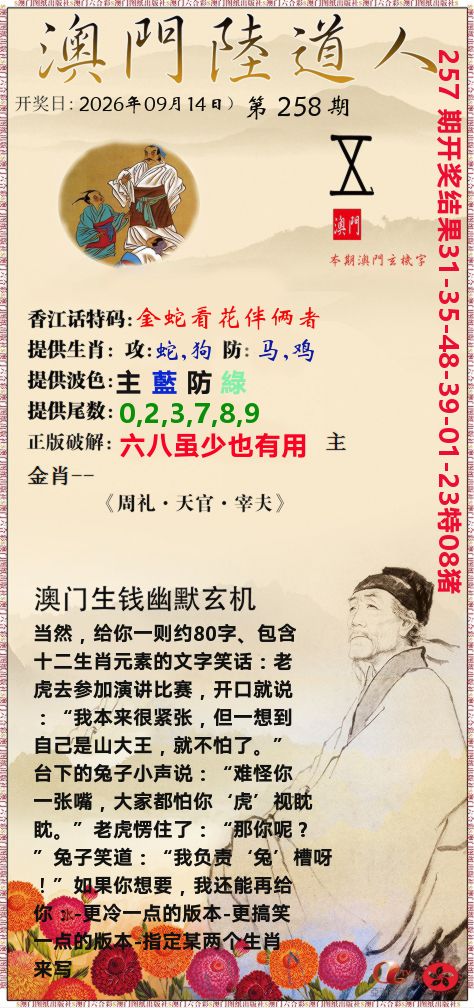 澳门陆道人 第258期