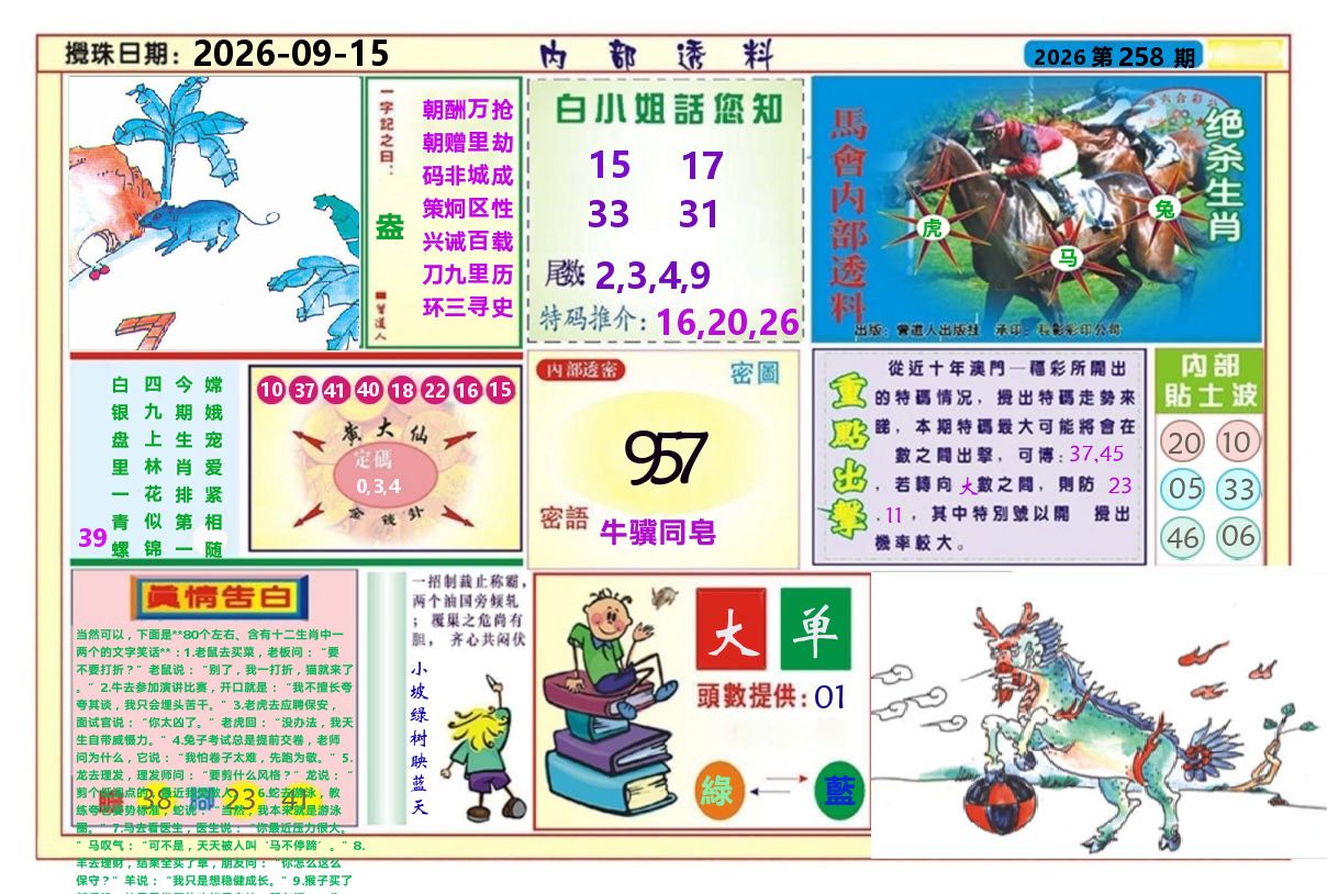 澳门内部透料A 第258期