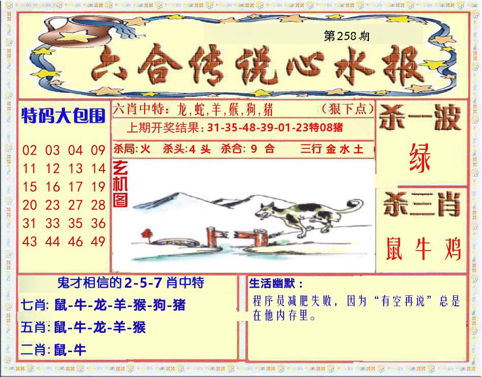 六合传说心水报 第258期
