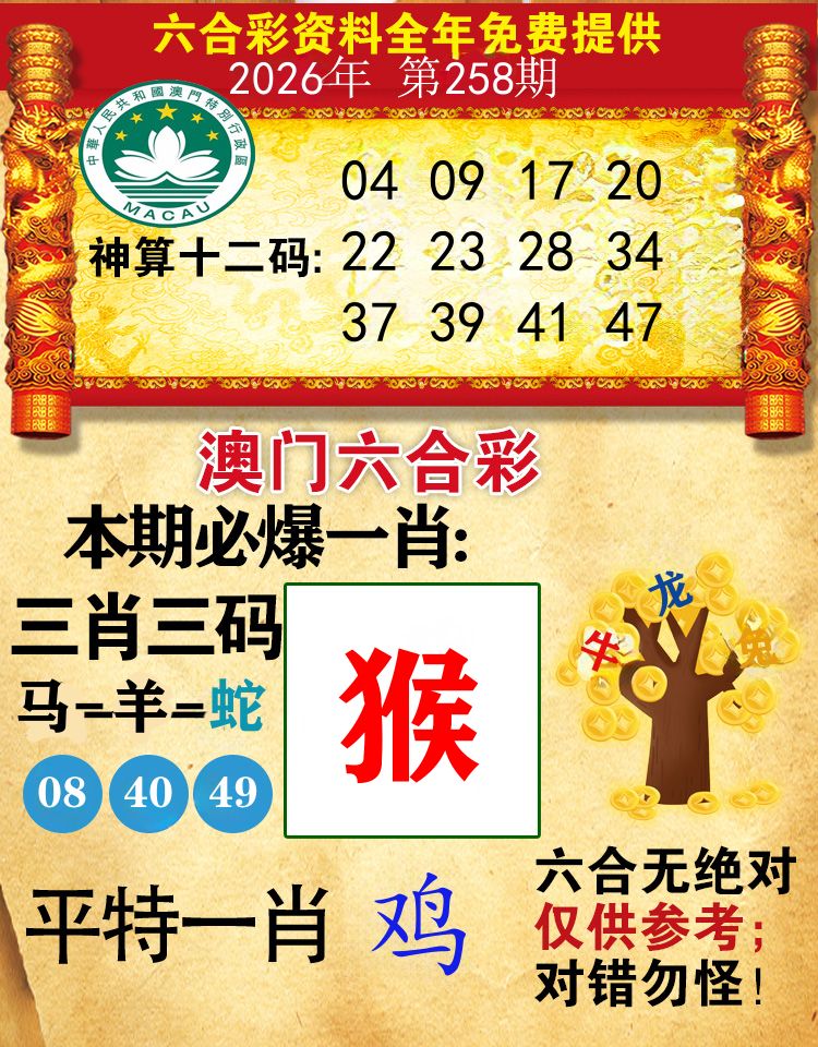 澳门必爆 第258期