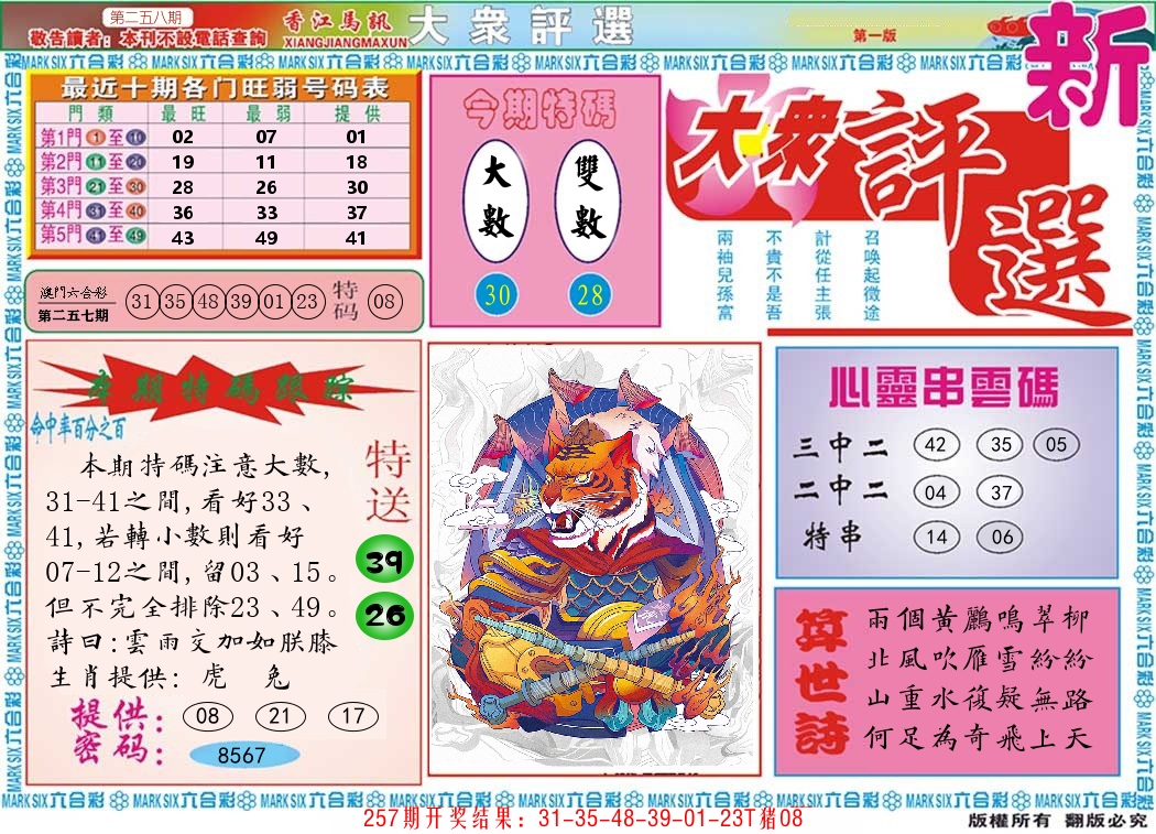 澳门大众评选 第258期