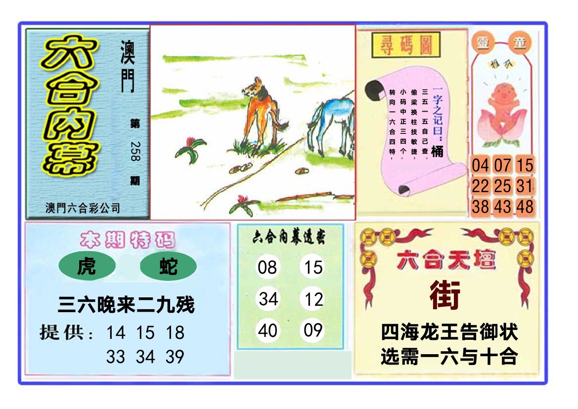 六合内幕 第258期
