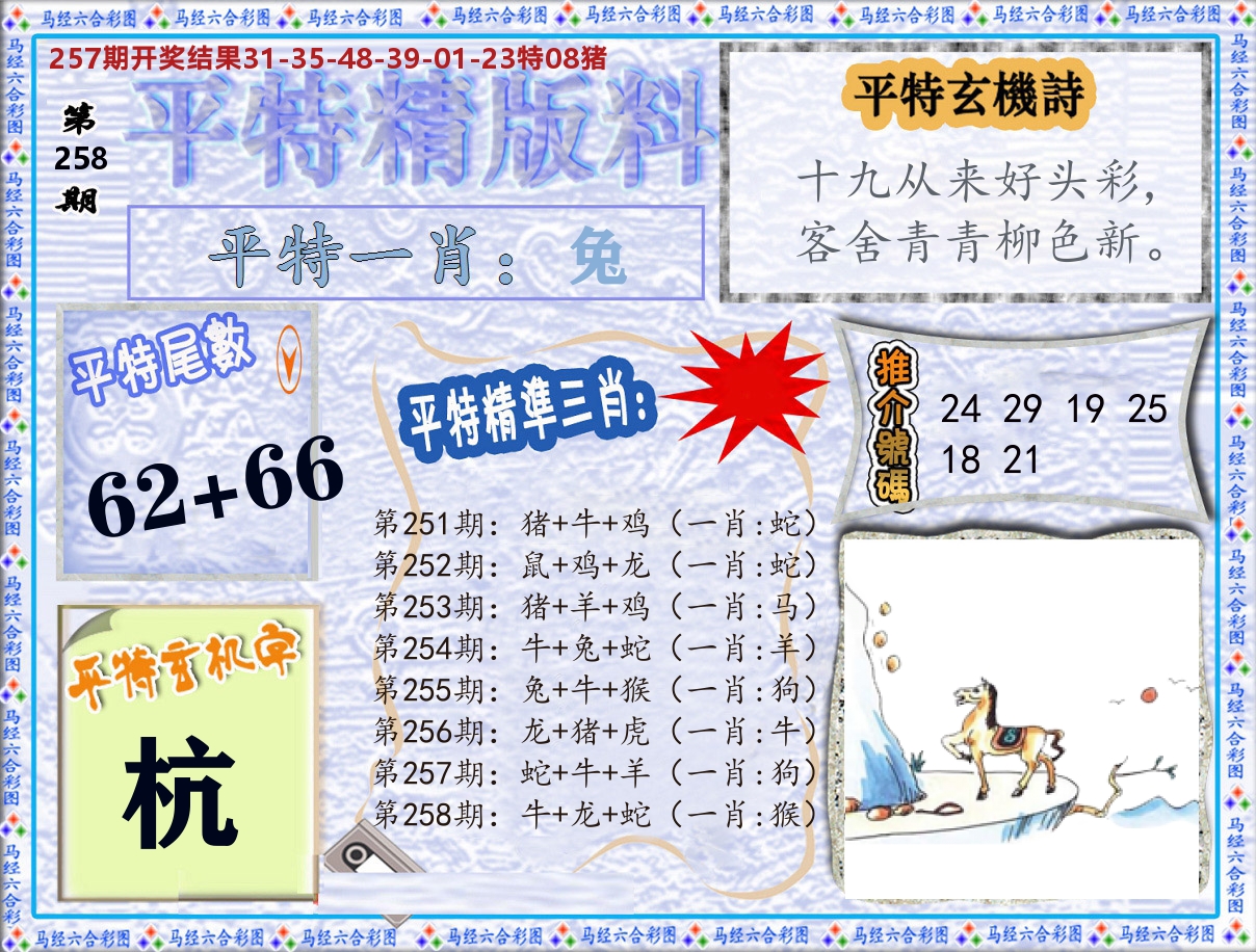 平特精版料 第258期