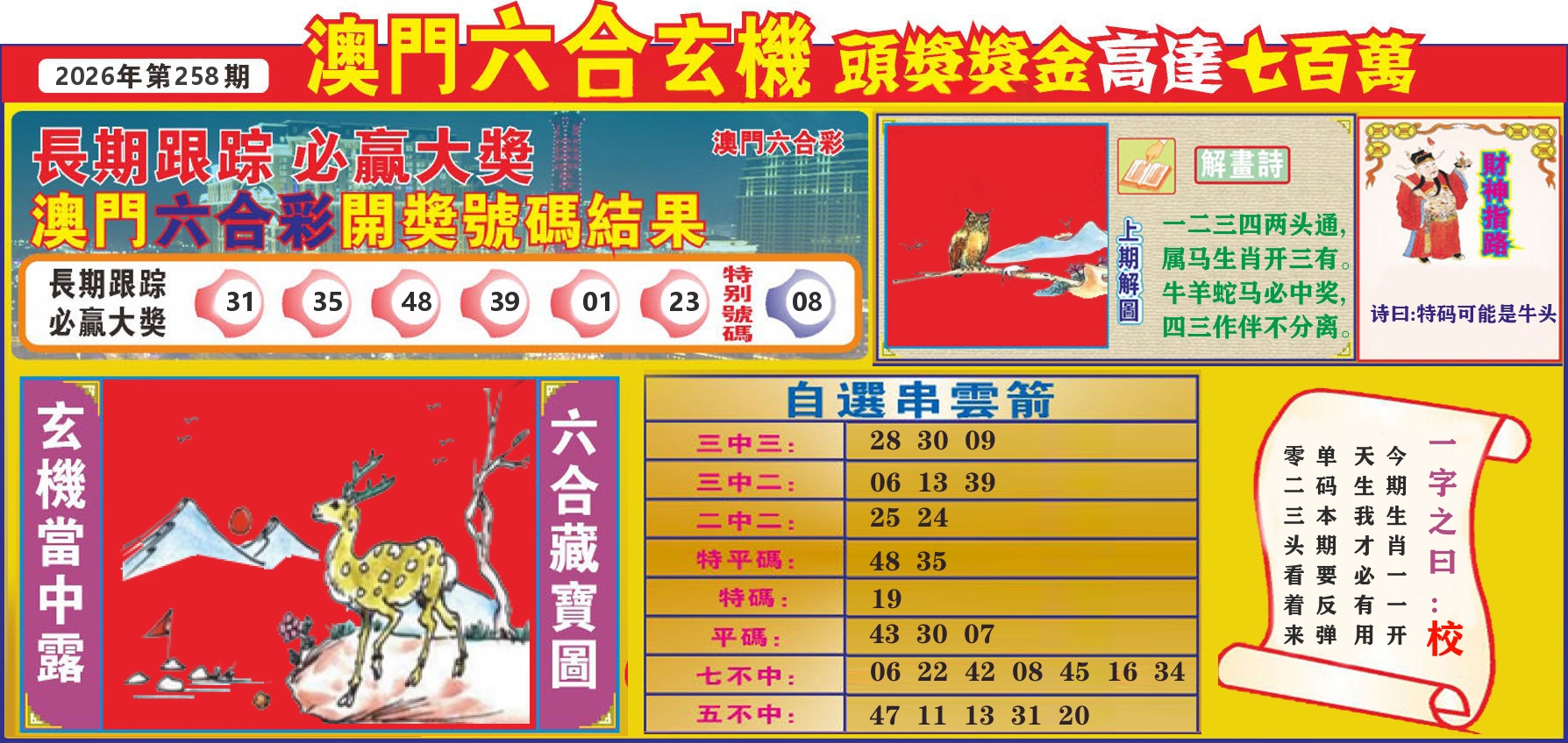 七星彩图C 第258期